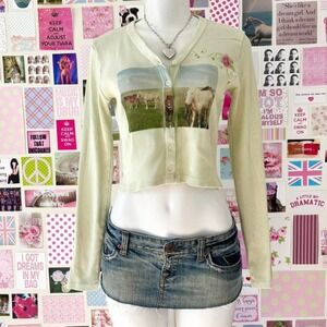 sage green horse graphic cardigan